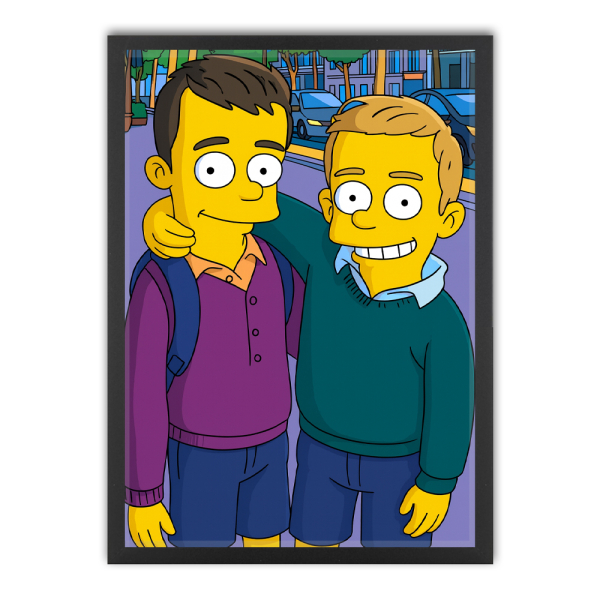 Karikatyr i gul tecknad stil från ett foto Karikatyr i gul tecknad stil från ett foto