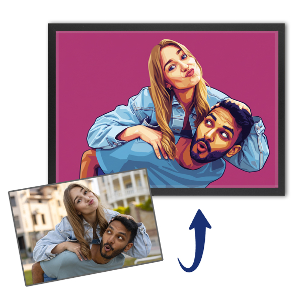Porträtt i popkonststil WPAP enligt ett foto Porträtt i popkonststil WPAP enligt ett foto