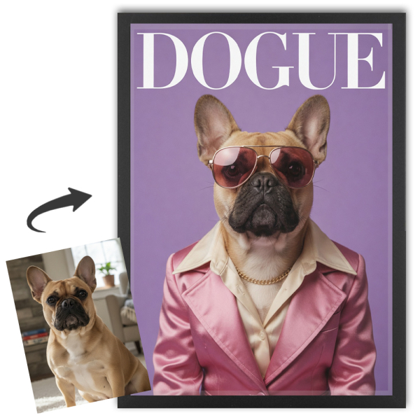 DOGUE-tidningsförsida baserad på ett foto DOGUE-tidningsförsida baserad på ett foto