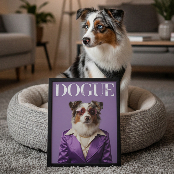 DOGUE-tidningsförsida baserad på ett foto DOGUE-tidningsförsida baserad på ett foto