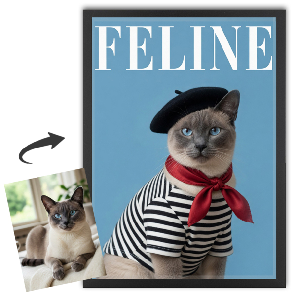 FELINE-tidningsförsida baserad på ett foto FELINE-tidningsförsida baserad på ett foto