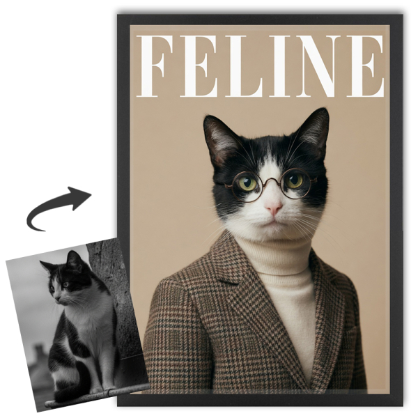 FELINE-tidningsförsida baserad på ett foto FELINE-tidningsförsida baserad på ett foto