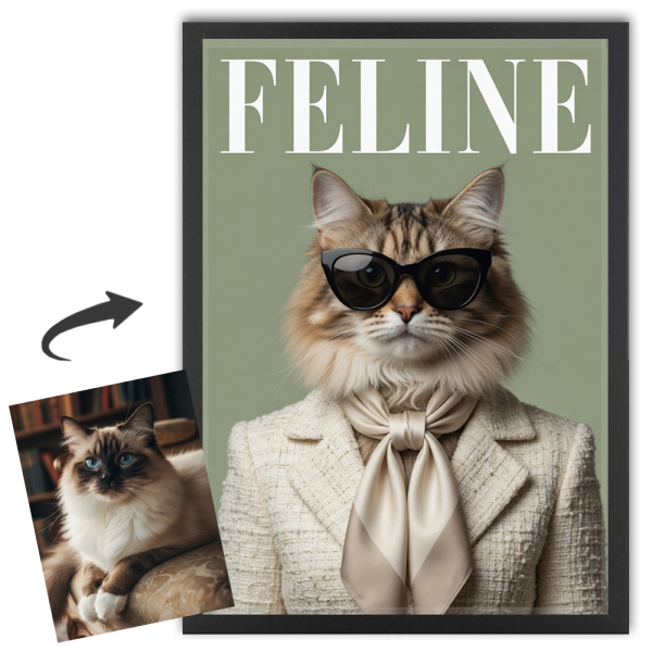 FELINE-tidningsförsida baserad på ett foto FELINE-tidningsförsida baserad på ett foto