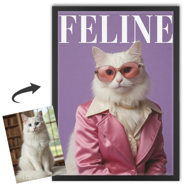 FELINE-tidningsförsida baserad på ett foto FELINE-tidningsförsida baserad på ett foto