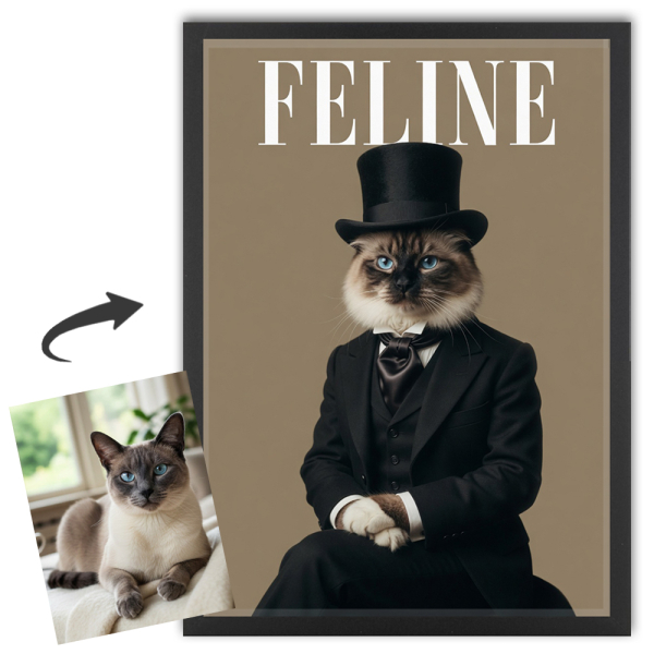 FELINE-tidningsförsida baserad på ett foto FELINE-tidningsförsida baserad på ett foto