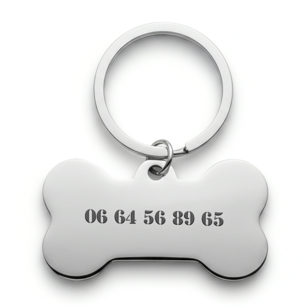 Graverad hundbricka i benform Graverad hundbricka i benform