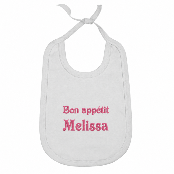 Haklapp med broderat namn Haklapp med broderat namn