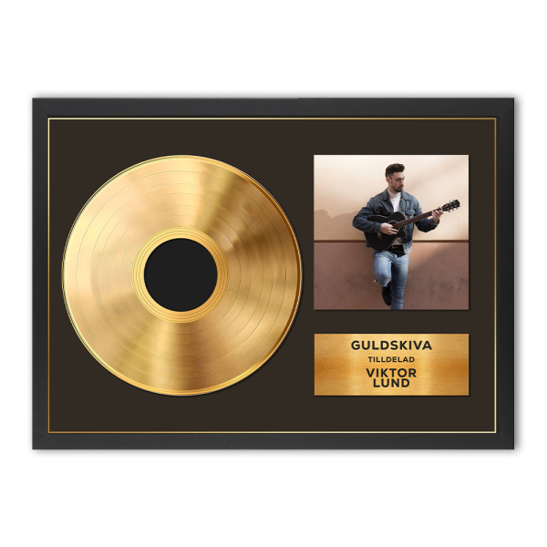Inramad personlig affisch med guld- eller platinaskiva och foto - guld Inramad personlig affisch med guld- eller platinaskiva och foto - guld