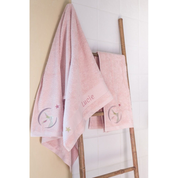 Personlig barnhandduk 70 x 140 cm – Rosa Kanin Personlig barnhandduk 70 x 140 cm – Rosa Kanin