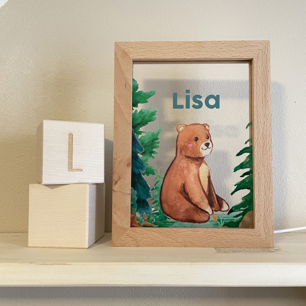Personlig LED-tavla skog och djur Personlig LED-tavla skog och djur