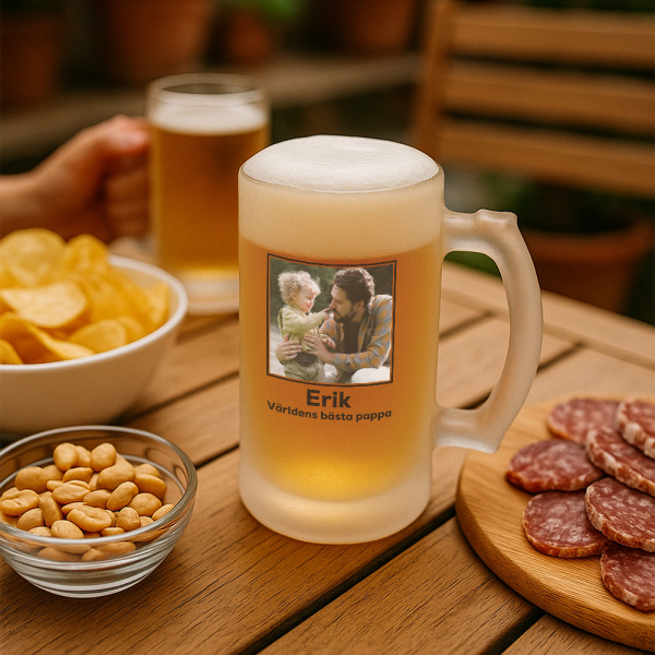 Personlig ölglas med ett foto Personlig ölglas med ett foto