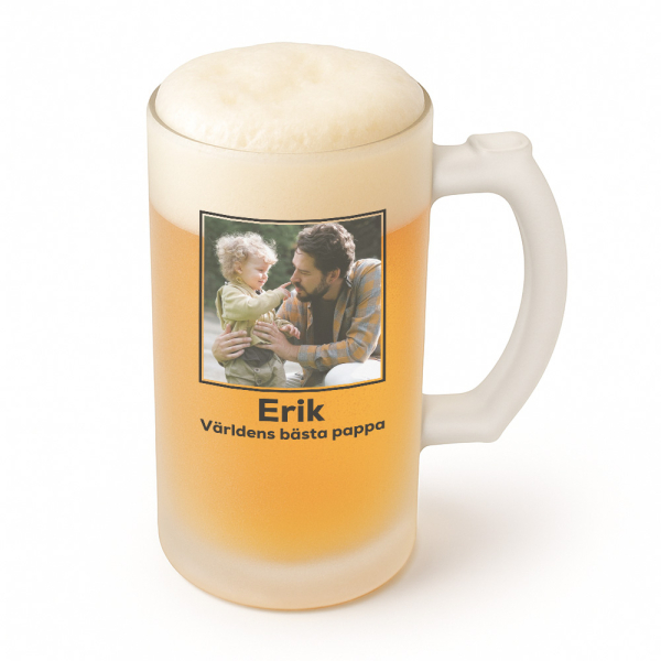 Personlig ölglas med ett foto Personlig ölglas med ett foto