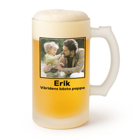 Personlig ölglas med ett foto Personlig ölglas med ett foto