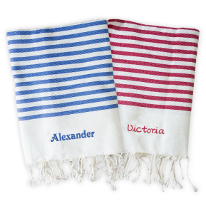Personlig traditionell fouta med ränder Personlig traditionell fouta med ränder