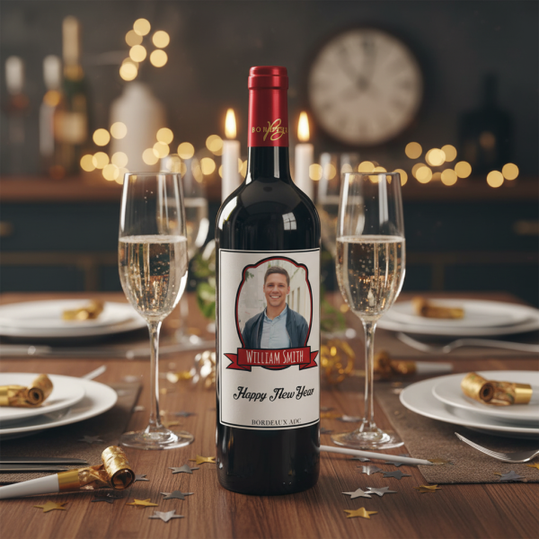 Personlig vinflaska Fotoemblem Personlig vinflaska Fotoemblem