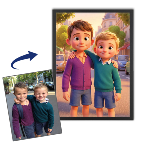 Porträtt i stil med 3d-animerad film baserat på ett foto Porträtt i stil med 3d-animerad film baserat på ett foto