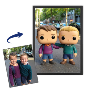 Porträtt av en stiliserad vinylfigur baserad på ett foto Porträtt av en stiliserad vinylfigur baserad på ett foto