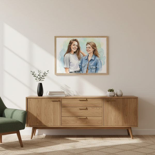 Porträtt i akvarellstil efter fotomontage Porträtt i akvarellstil efter fotomontage