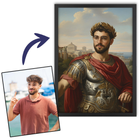 Porträtt man omvandlad till historisk figur Porträtt man omvandlad till historisk figur