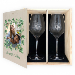 Presentbox med 2 personliga vinglas med foto Presentbox med 2 personliga vinglas med foto