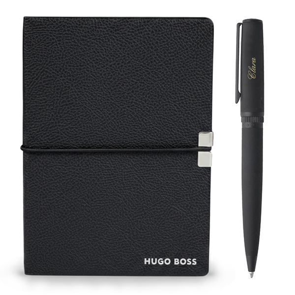 Presentset från Hugo Boss med anteckningsbok och kulspetspenna Presentset från Hugo Boss med anteckningsbok och kulspetspenna