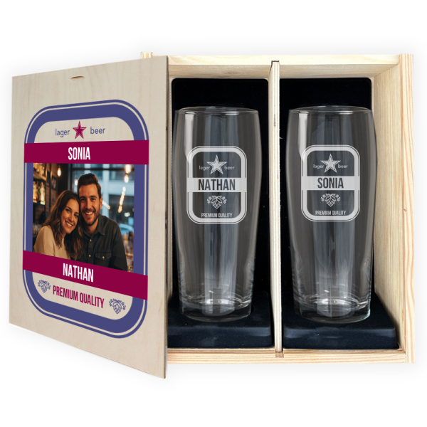 Presentset med 2 personliga ölglas med foto Presentset med 2 personliga ölglas med foto