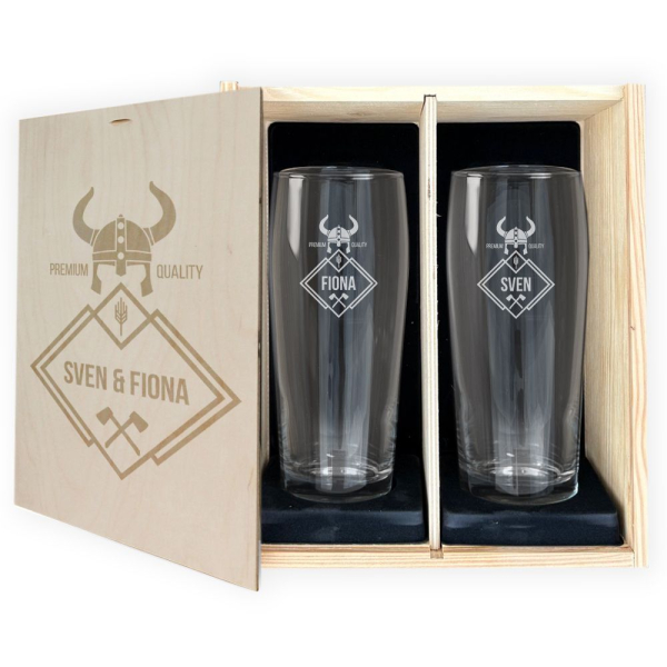 Presentset med 2 personliga vikingaölglas Presentset med 2 personliga vikingaölglas
