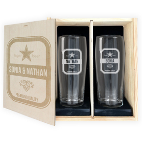 Set med 2 ölglas med personlig namngravyr Set med 2 ölglas med personlig namngravyr