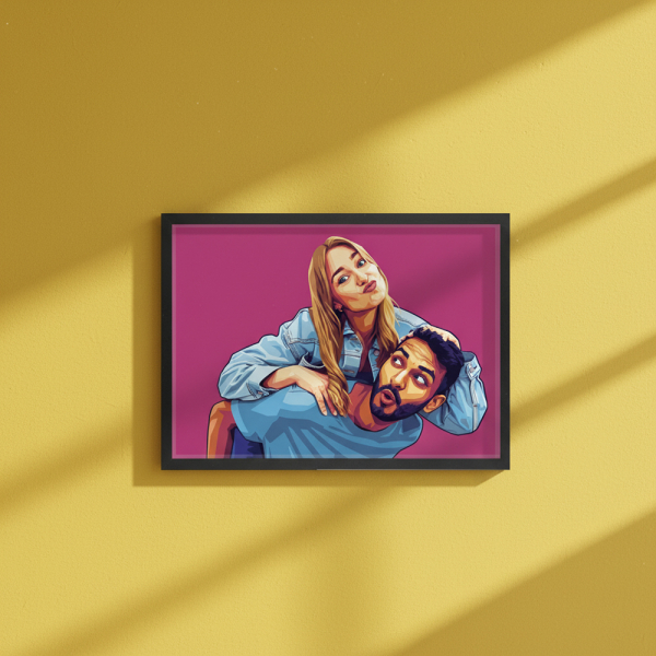 Porträtt i popkonststil WPAP enligt ett foto Porträtt i popkonststil WPAP enligt ett foto