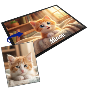 Personligt matunderlägg i 3D-animerad stil för hund eller katt Personligt matunderlägg i 3D-animerad stil för hund eller katt
