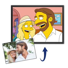 Karikatyr i gul tecknad stil från ett foto Karikatyr i gul tecknad stil från ett foto