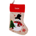 Broderad beige julstrumpa med linnelook