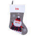Broderad gr&aring; julstrumpa med linnelook