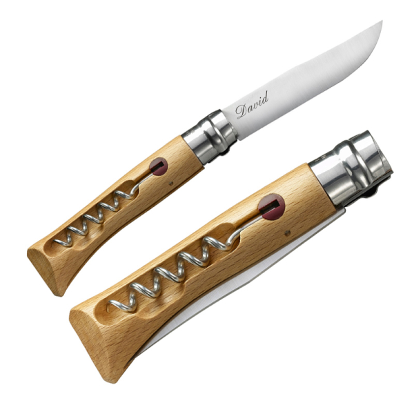 Graverad Opinel nr 10-korkskruvkniv