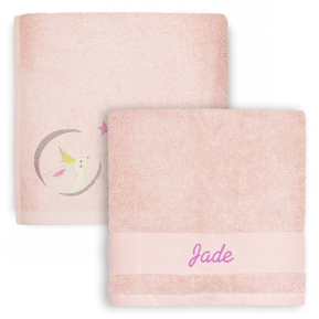 Personlig barnhandduk 70 x 140 cm � Rosa Kanin