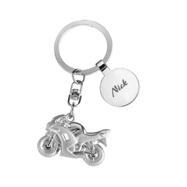 Personlig nyckelring med motorcykel