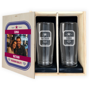 Presentset med 2 personliga �lglas med foto