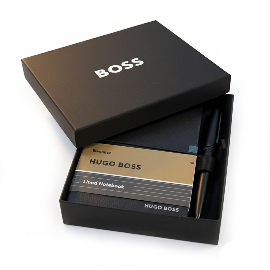 Presentset fr�n Hugo Boss med anteckningsbok och kulspetspenna